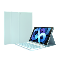 Funda con Teclado Inalámbrico Retroiluminado Desmontable, Función Smart Wake/Sleep, Soporte para Lápiz, Resistente a Derrames, Panel Táctil, Cuero PU