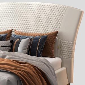 Set <span class=keywords><strong>Letto</strong></span> di Lusso Moderno Italiano con Struttura in Legno Massello, <span class=keywords><strong>Testiera</strong></span> in Vera Pelle Imbottita, Colore Opzionale, <span class=keywords><strong>Letto</strong></span> 1.8m - Product Image 5