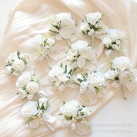 Yi Ya Ge 25115 Boutonnière en soie faite à la main, rose, pour célébrations professionnelles, fournitures de mariage, accessoire de studio photo, rouge vin