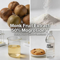 Hoogzuivere Mogroside V 25% 50% 98% Voedingskwaliteit Spraygedroogd Monniksvrucht Zoetstofpoeder Zonder Bitterheid Suiker Vrij Keto-vriendelijk