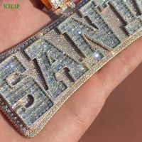 Pendentifs personnalisés en diamant taille baguette, lettres hip-hop serties de moissanite VVS pour hommes et femmes