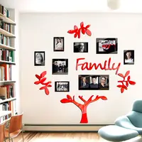 Decoración moderna para el hogar, pegatinas de pared de árbol con marco de fotos negro, calcomanía de pared de árbol familiar, papel tapiz para sala de estar y comedor