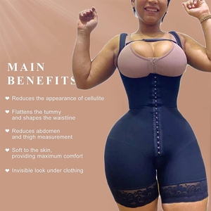 Fajas Colombianas OEM para Mujer, Prenda Moldeadora con Compresión y Levantamiento <span class=keywords><strong>de</strong></span> Cadera, Pecho Abierto, Tirantes Anchos Ajustables, Bodyshaper para Mujer - Product Image 2