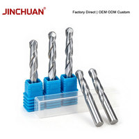 JINCHAUN Fraise à queue sphérique à deux cannelures en carbure pour CNC, 3,175 mm, pour le travail du bois