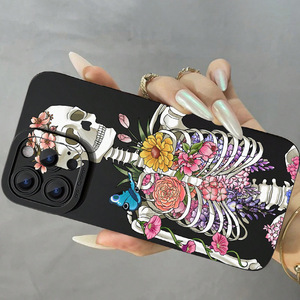 Arte teschio stampa fiore pupilla occhio Pro foro per fotocamera TPU custodia per Iphone 17 X Xr Xs 11 12 13 14 16 Pro Max - Product Image 3