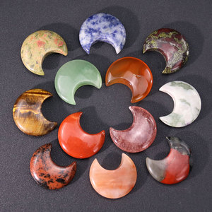 Ciondolo Fai-da-Te in Cristallo Rosa Naturale per Gioielli, Ornamenti Lunari Non Porosi da 30mm, Accessori in Agata <span class=keywords><strong>e</strong></span> Giada a Mezzaluna - Product Image 2