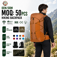 Sac à dos de camping unisexe en nylon Ripstop 50L résistant aux déchirures, sacs de randonnée personnalisés