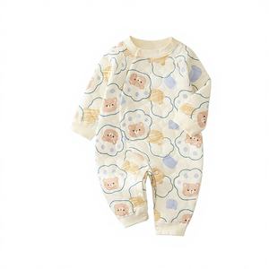 Nouvelle combinaison bébé automne-hiver, trois couches, chaude, en coton soyeux, sans coutures et épaissie, pour garçons et filles - Product Image 1