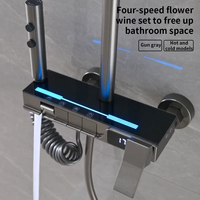 Haute qualité contemporain moderne intelligent Chrome poli laiton ensemble complet pluie douche robinets barre coulissante système de douche carré