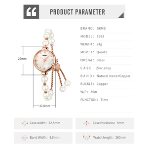 New Arrival Natural Stone And Copper Band Slim Round Zinc Alloy <b>Case</b> Glass Crystal Copper Buckle Elegant Minimalist Design - Product Image 5