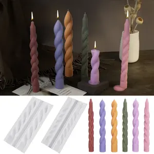 Z006 3D Strip Twist Wax Mold Acrílico Plastic Pipe Set DIY Long Rod Volute Aromaterapia Spiral Candle Mold Silicone