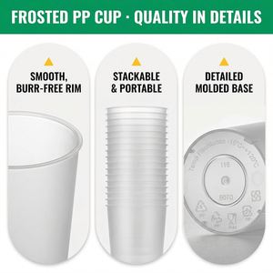 Gobelets jetables FUNCUP en polypropylène (PP) givré pour thé Boba, 16/24 oz, lot de 20 avec couvercles, pour boissons chaudes/froides, Guangdong, personnalisables - Product Image 3