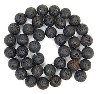 주얼리 제작용 블랙 천연 원석 용암 비즈, 4mm 6mm 8mm 10mm 12mm 14mm