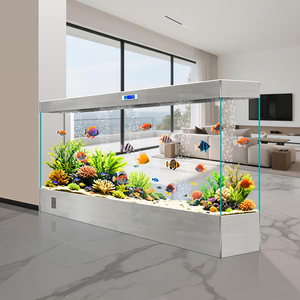 Aquário Vertical Integrado de Grande Tela para Sala de Estar com Luz LED e Função de Aquecimento para Peixes Tropicais de Água Doce (Sem Água) - Product Image 2