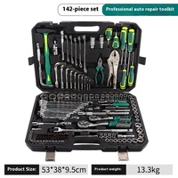 142 pièces boîte à outils de réparation automatique à double usage pour clé à main tournevis à cliquet pince à baril combinaison