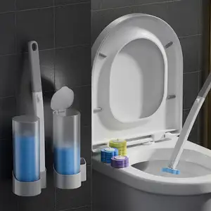 Haushalt Bad keine tote Ecke sterile Wandmontage Einweg-Toilettenbürste mit austauschbarem Kopf Einweg-Toilettenbürsten-Set