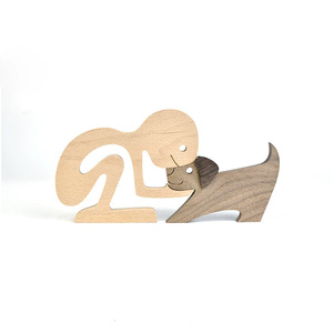 Figuras de tallas de regalo de amante de estilo de arte popular hecho a mano, estatua de madera, artesanía, decoración, escultura humana de madera, <span class=keywords><strong>apareamiento</strong></span> de perros - Product Image 6