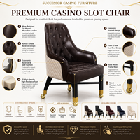 Chaise de poker à roulettes SUCCESSOR Las Vegas Gaming Move, mobilier commercial, chaise de casino pour machines à sous et Baccarat, avec roulettes pour club
