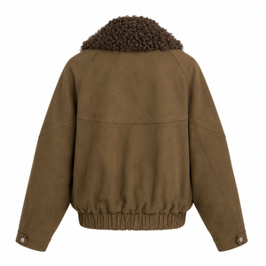 Chaqueta Corta de PU para Mujer, Estilo Casual, Tejida, Lavada, Tipo Gabardina, para Otoño e Invierno, Cortavientos - Product Image 3
