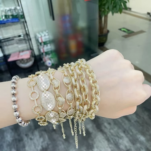 JXX all'ingrosso 14K/18K/<span class=keywords><strong>24K</strong></span> placcato <span class=keywords><strong>oro</strong></span> zircone bracciali di lusso per le donne placcato <span class=keywords><strong>oro</strong></span> gioielli catena personalizzata - Product Image 2