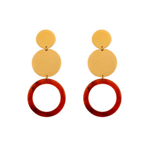 Geometric Drop Earrings Gold Tortoise Shell Office Career Stainless Steel Women's Fashion Jewelry - Product Image 5