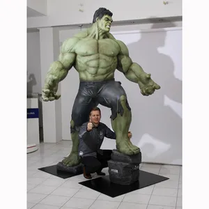 Estatua personalizada de Hulk de tamaño real, figura de acción de superhéroes famosos, escultura de fibra de vidrio para hombre