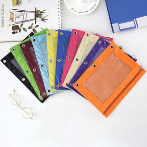 High Quality <b>Large</b> Capacity Pencil Case Three Hole Ten Colors Optional Double Zipper Pencil Pouches Pen Bag - Product Image 4