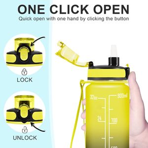 Bouteille en plastique PC sans BPA avec couvercle à bouton-poussoir, bouteille de sport en plastique de qualité alimentaire 32OZ, bouteille isotherme personnalisable Tristan - Product Image 5