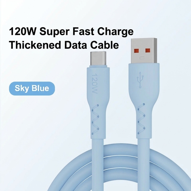 Bulk Wholesale Available Blue 1m TPE Jacket Micro USB C-Type 6A Fast Charging Pure Copper Conductor Data Cable Scanner Earphone