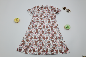 Qingli OEM Keine Tarife Kurzarm Moo Moo Kleid Lässig Kinder Pyjamas Nacht kleid Mädchen Custom Print <span class=keywords><strong>Moos</strong></span> - Product Image 6