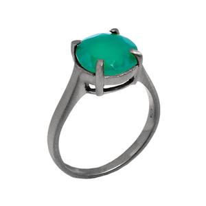 Venta al por mayor Casa De Plata hecho a mano 925 anillo de plata ónix verde conjunto de puntas de piedras preciosas con chapado en oro para bodas - Product Image 2