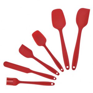 Ensemble de 6 spatules et racloirs en silicone de qualité supérieure, colorées, pour cuisine et pâtisserie, avec brosse à crème - Product Image 2