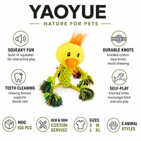 Jouet pour chien en corde de coton pelucheuse, forme animale, jouet à mâcher qui couine, jouet de nettoyage des dents, jouet à mordre pour chiens S-XL
