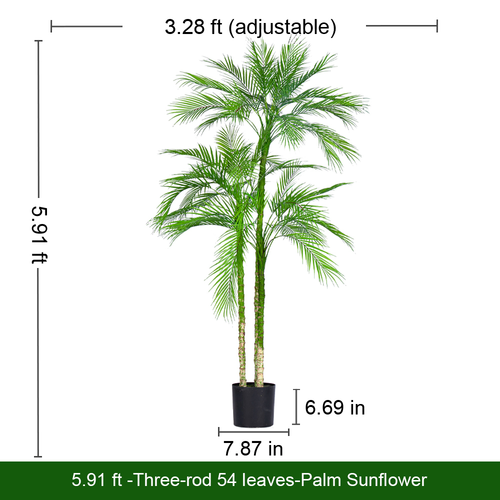 5,91 pieds -Trois tiges 54 feuilles-Palm Sunflower