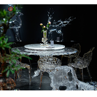 TT maßgefertigter luxuriöser moderner Esstisch aus Platin-Kristall-Acryl für 6 Personen, rund