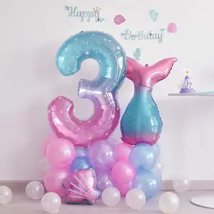 40 дюймов фантастический градиент звездного неба большое число розово-голубая алюминиевая пленка воздушные шары Детские товары для дня рождения ребенка