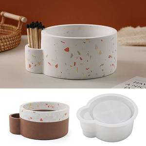 Avec trou d'allumette Pot à bougie rond Moules en silicone DIY Ciment Béton Stockage <span class=keywords><strong>Cire</strong></span> Bouteille Plâtre Tasse Faire Cadeau Décoration Maison Outils - Product Image 3