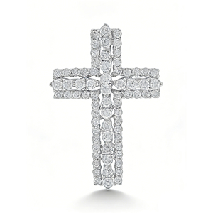CUSTOM SILVER 10K/14K/18K GOLD PLATED LAB GROWN CVD DIAMOND CLASSIC ENGAGEMENT GIFT SWEATER <b>CHAIN</b> NECKLACE <b>CROSS</b> PENDANT - Product Image 1