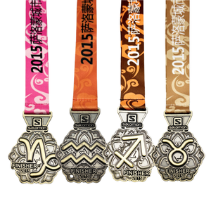 Médaille de récompense souvenir personnalisée en alliage de zinc 2D 3D gravée et imprimée en UV, sports et jeux, 12 constellations - Product Image 1