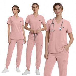 Nuevo Uniforme Médico Elástico Personalizado de Spandex para Enfermeras, Uniforme de Enfermera con Logotipo Personalizado, Uniforme de Hospital para Doctoras, GSM210g - Product Image 1