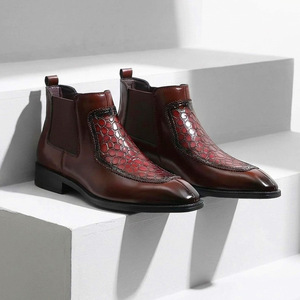 Bottes en cuir pour hommes à bout pointu, style rétro tendance 2026, à enfiler, décontractées et habillées, style britannique - Product Image 2