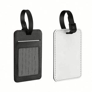 Custom Logo PU Leather Sublimation Blank Luggage Tags DIY Design Suitcase Tags with <b>ID</b> Card <b>Holder</b> for Office & School Use - Product Image 1