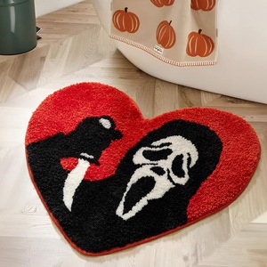 Alfombra moderna de <span class=keywords><strong>calavera</strong></span> de murciélago de calabaza de Halloween, alfombra creativa de cara aterradora flocada para el hogar, sala de estar, dormitorio, felpudos transfronterizos - Product Image 6