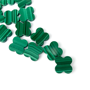 Tự Nhiên Malachite Đá Quý Tùy Chỉnh Cắt Kích Thước Hình Dạng Bán Buôn Chất Lượng Cao Bốn Lá Cỏ Ba Lá Hai Mặt Phẳng Đá Quý Malachite - Product Image 3