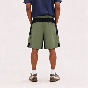 <b>Men</b> Cargo <b>Shorts</b> Elastic Waist Drawstring Quick Dry Solid Color Block Design Practical Pockets <b>Bermuda</b> Length Casual Wear - Product Image 4