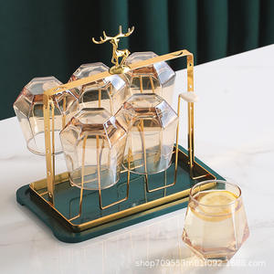 Portavasos de lujo con diseño de ciervo y bandeja, escurridor cuadrado de secado rápido para almacenamiento de vasos de agua en la cocina - Product Image 2