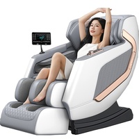 Fauteuil de massage électrique chauffant Shiatsu 4D à gravité zéro en cuir PU de luxe avec commande vocale IA