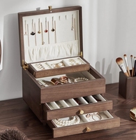 Boîtes à bijoux en bois rétro de haute qualité avec poignée poli collier et boucles d'oreilles mallette de rangement à vendre