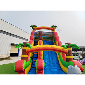 Toboggan aquatique gonflable de 30 pieds avec château gonflable combiné, toboggan tropical, toboggan aquatique irisé avec piscine - Product Image 3