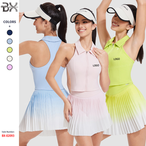 عرض خاص سترة رياضية ضيقة للنساء للركض والتنس واللياقة البدنية أعلى قميص بولو بطية صدر السترة للنساء - Product Image 1